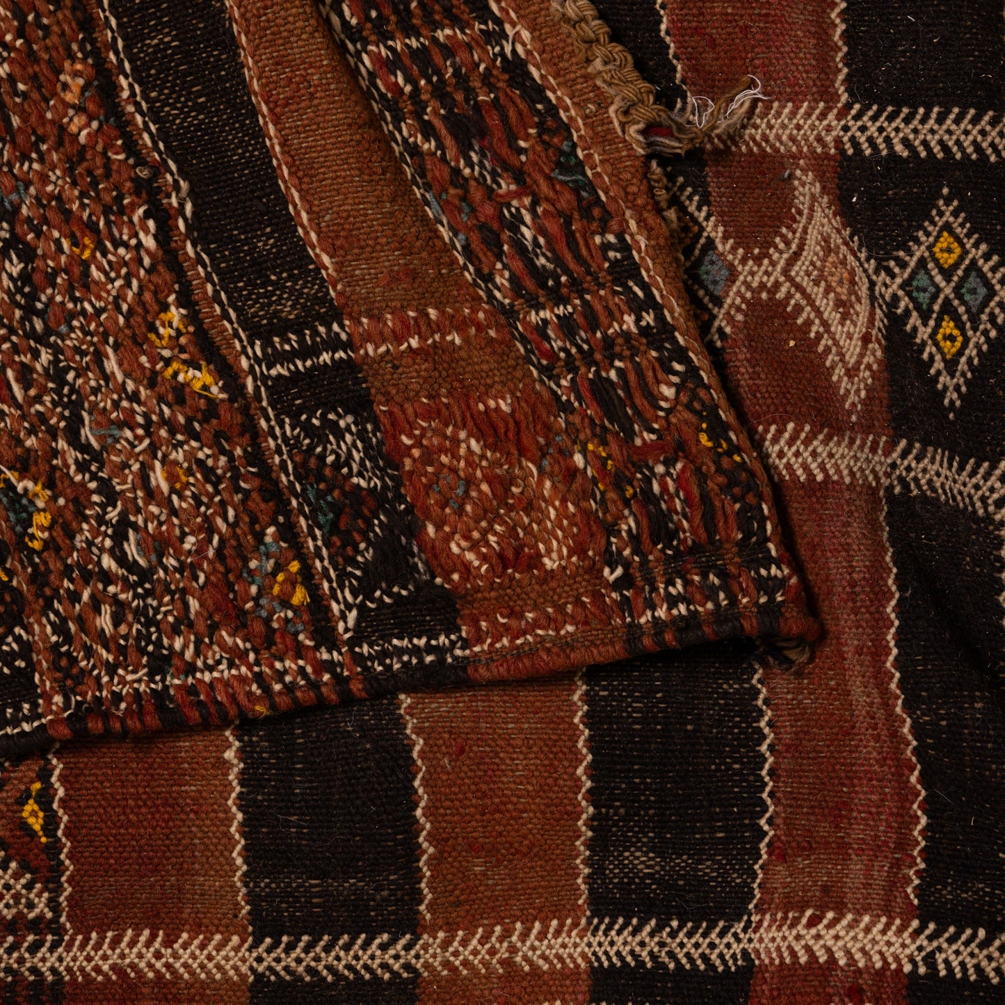 Handwoven Moroccan Runner Rug - Earth Tones - 100% Wool