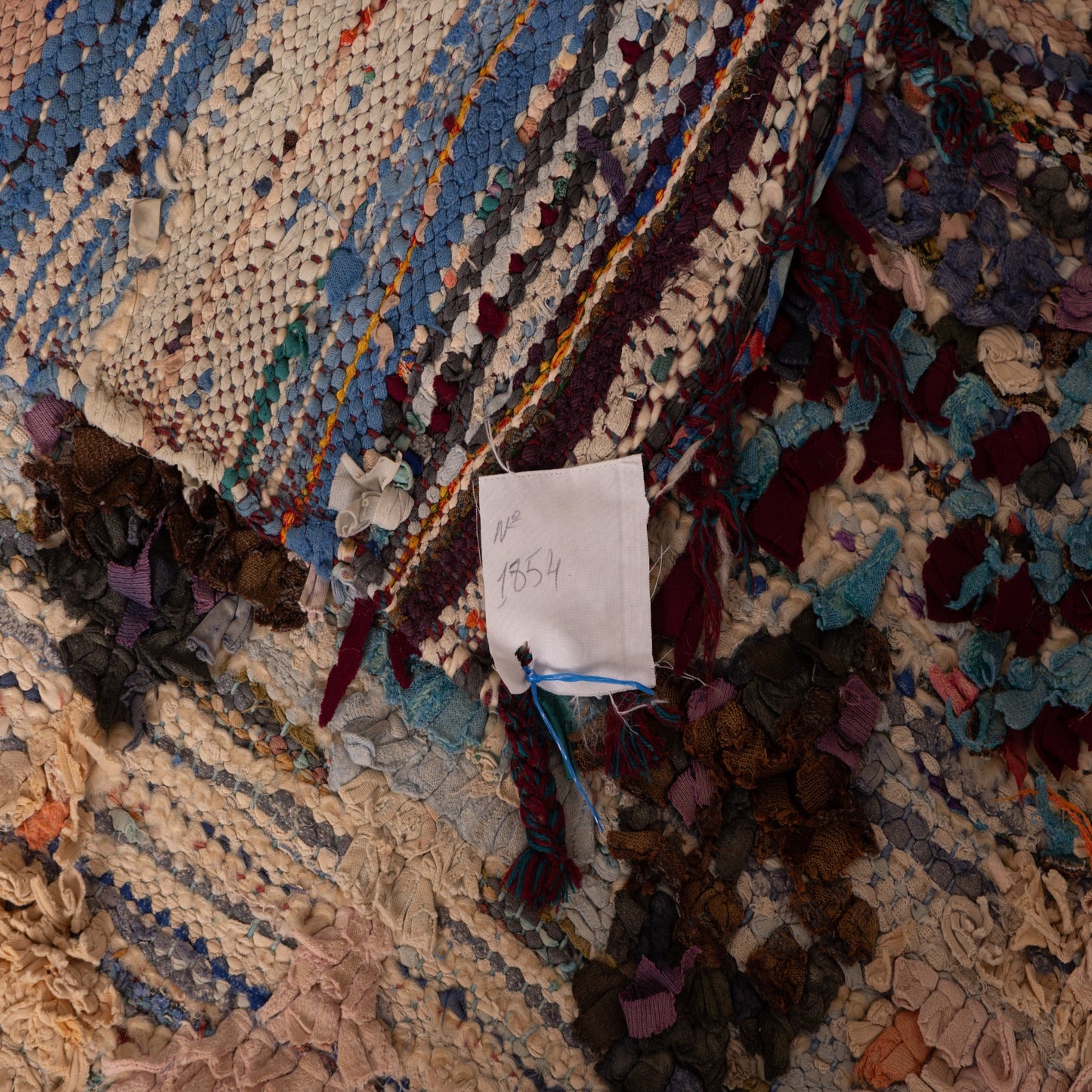 Vintage Moroccan Boucherouite Rug – Handwoven Berber Carpet with Geometric Diamond Patterns