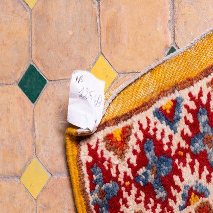 Handwoven Taznakht Moroccan Rug – Deep Red Berber Carpet with Diamond Motifs – 70% Wool, 30% Cotton – Authentic High Atlas Tribal Rug ; 9,68 ft / 6,40 ft