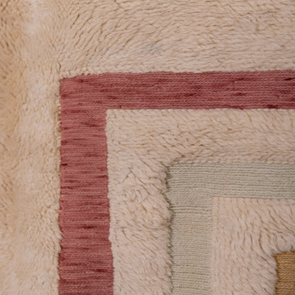 Handwoven Moroccan Mrirt Wool Rug – Minimalist Geometric Design
