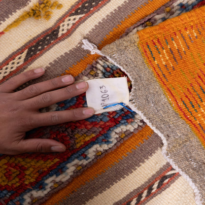 Handwoven Akhnif Berber Rug – Moroccan Tribal Flatweave ;  6,89 ft / 3,28 ft