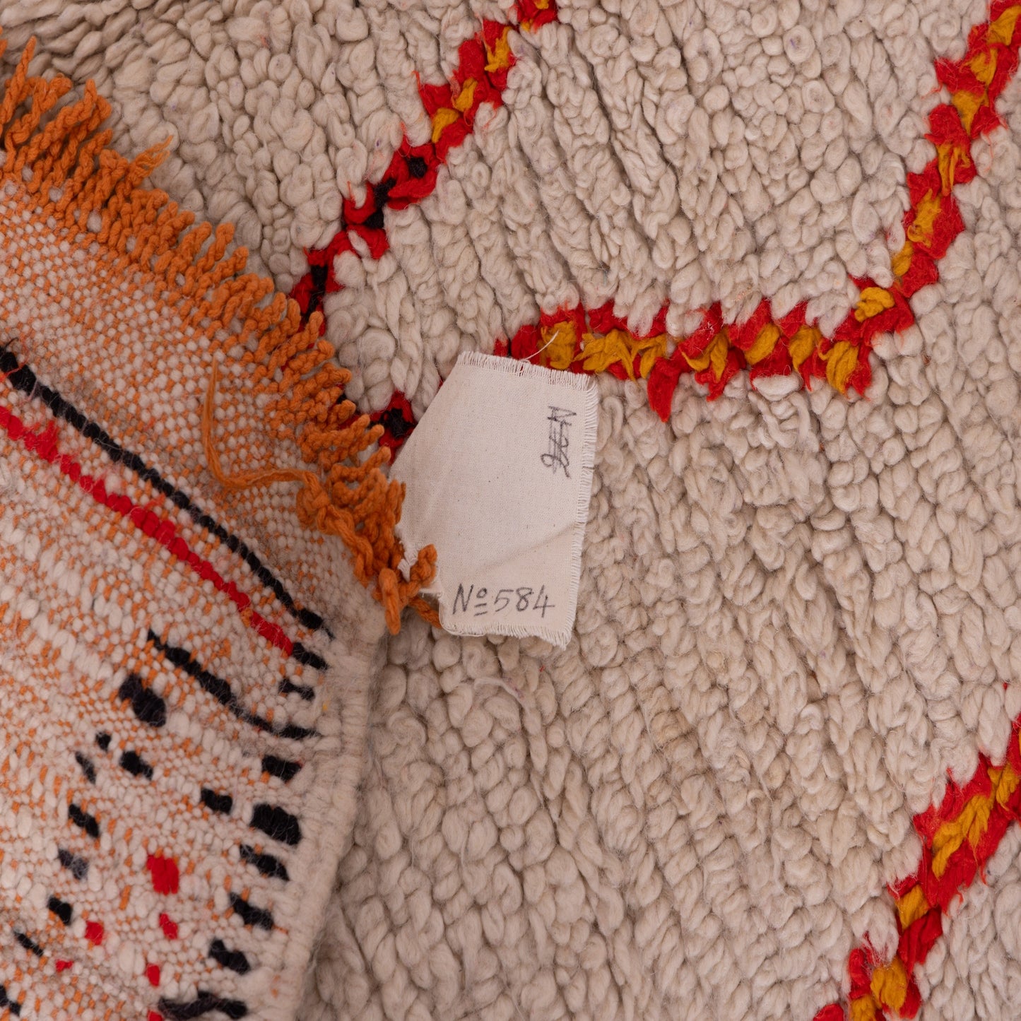 Ember Lines  – Vintage Azilale Rug with Fiery Red Lattice Motif