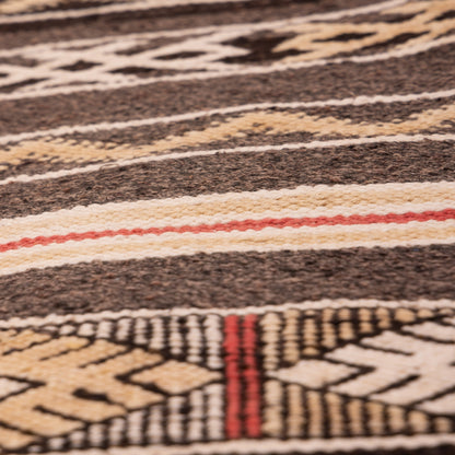 Handwoven Wool Corridor Runner - Tribal Stripe Pattern