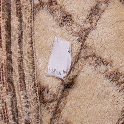 Vintage Moroccan Beni Ourain Rug | Handwoven Berber Wool Carpet | Timeless Tribal Elegance ; 12,14 ft / 6,56 ft