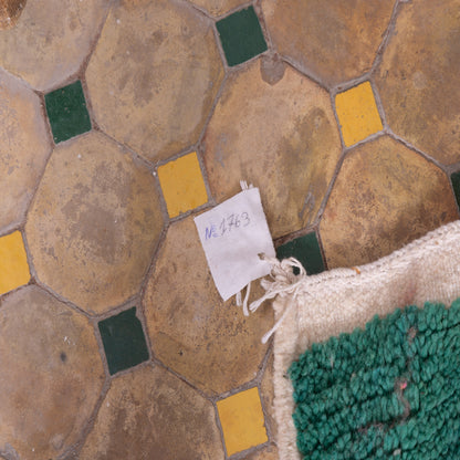 Earth-Toned Boujad Rug – New Moroccan Wool Rug – Terracotta, Forest Green & Cream – Abstract Tribal Handwoven Wall Hanging