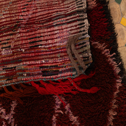 Handwoven Moroccan Corridor Rug - 80% Wool, 20% Cotton - Rich Red & Earthy Geometric Berber Design
