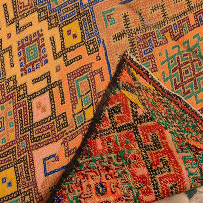 Handwoven Moroccan Berber Rug | Vintage Geometric Wool Carpet with Tribal Patterns ; 7,05 ft / 4,59 ft