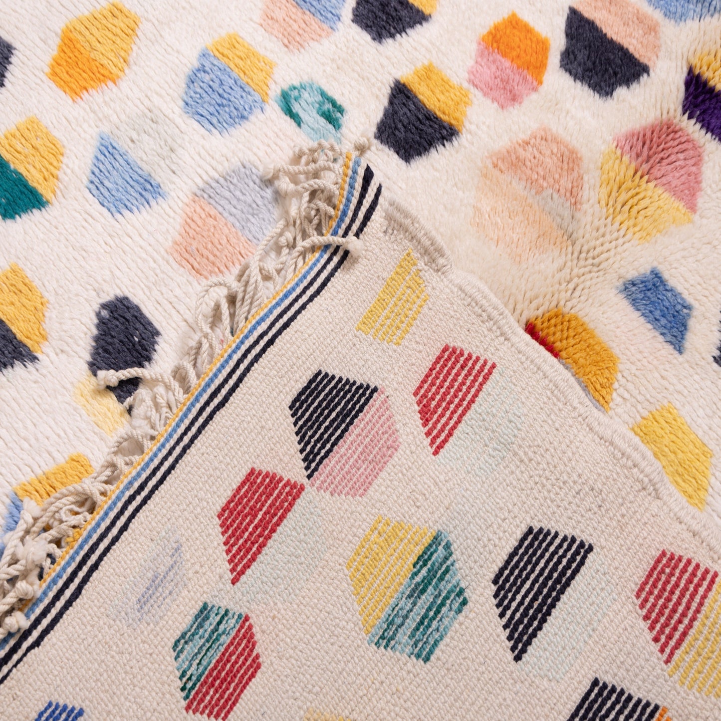 Handwoven Moroccan Mrirt Wool Rug – Colorful Geometric Berber Carpet