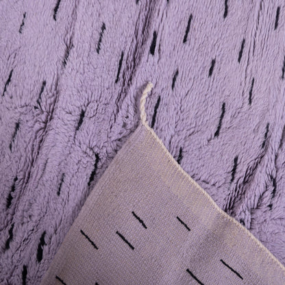 Handwoven Moroccan Mrirt Rug – Soft Purple Wool Berber Carpet with Black Pattern Accents ; 9,51 ft / 7,71 ft