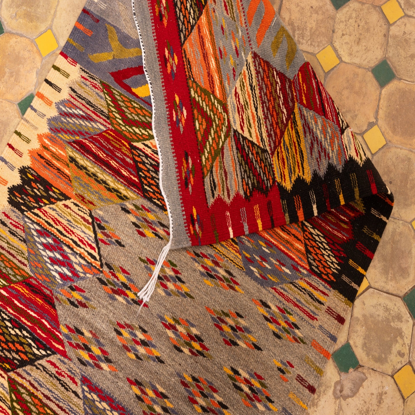 Moroccan Corridor Rug - Handwoven Runner - Geometric Patchwork Design