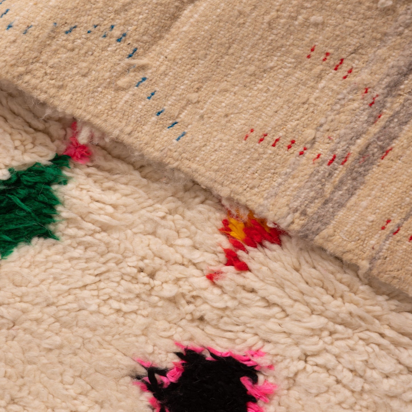Mini Azilal Moroccan Rug - Bohemian Wall Hanging or Floor Mat - 80% Wool 20% Cotton - Abstract Handwoven Berber Textile