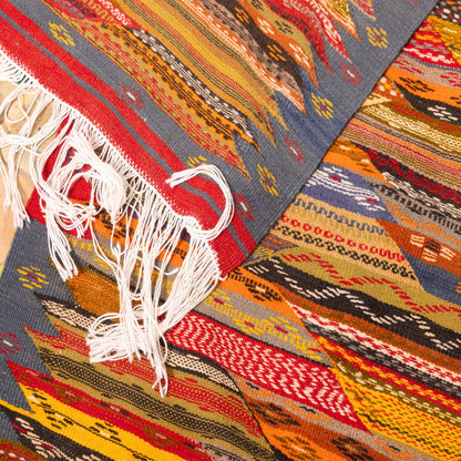 Moroccan Corridor Rug - Handwoven Runner - Earth-Tone Berber Patchwork Style
