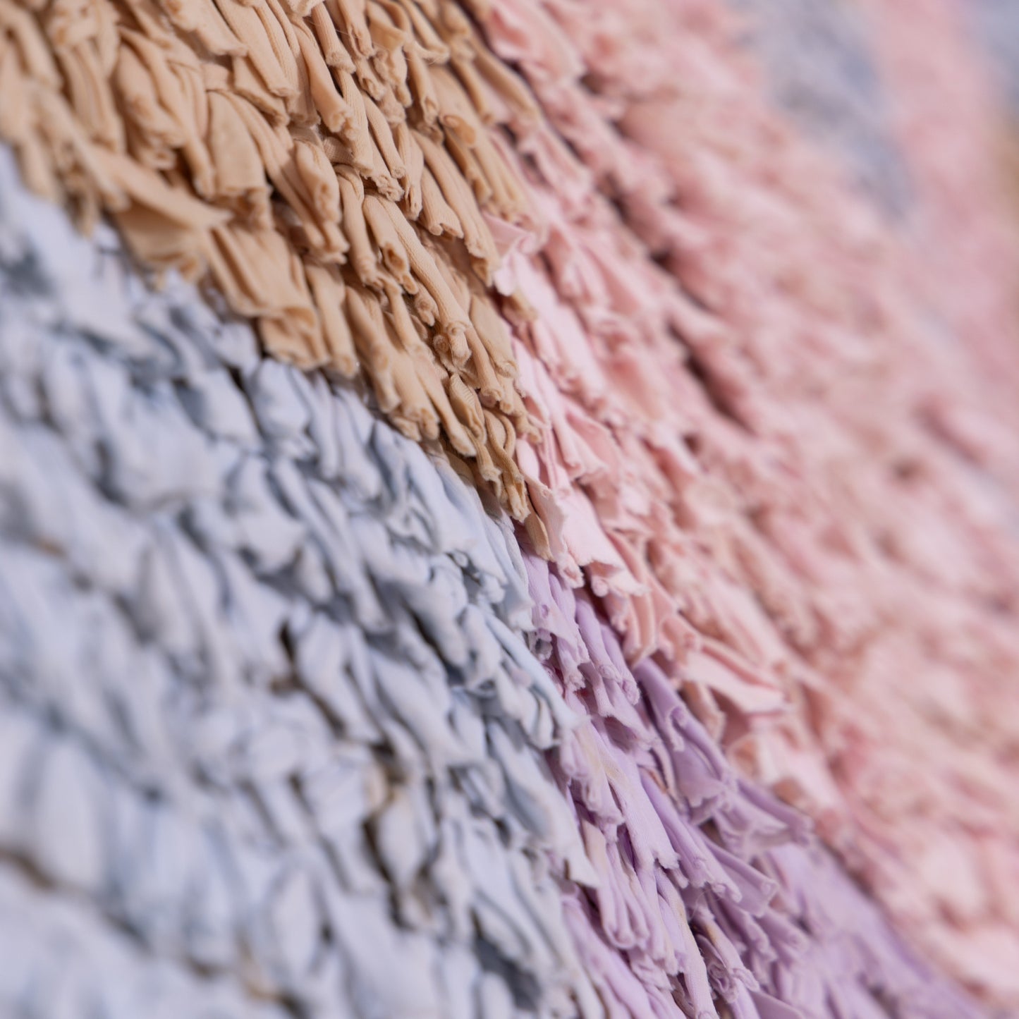 Vintage Moroccan Boucherouite Rug – Soft Pastel Checkerboard Berber Carpet – Handmade Shaggy Boho Rug