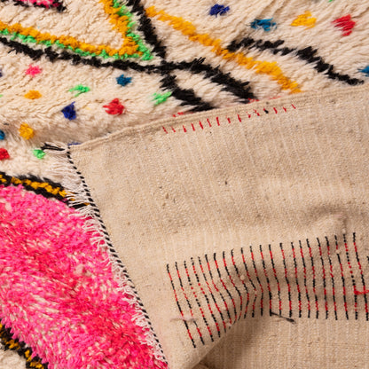 Colorful Abstract Azilal Rug - Handwoven Moroccan Wool & Cotton Carpet - Boho Modern Wall Art or Area Rug