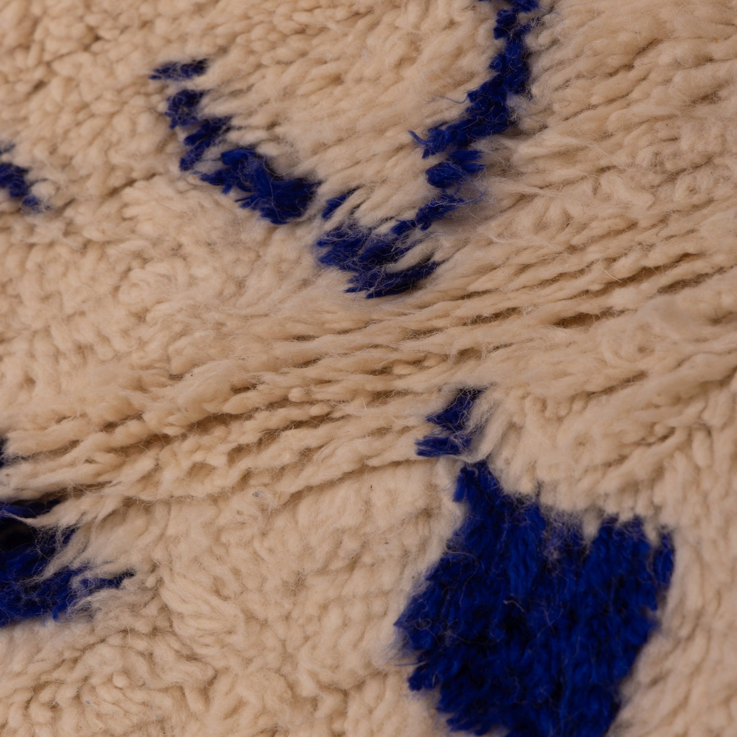 Blue Patterned Moroccan Azilal Rug - Handwoven Wool & Cotton Berber Wall Decor - Small Tribal Carpet