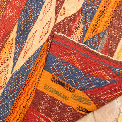 Moroccan Corridor Rug - Handwoven Berber Runner - Warm Earth-Tone Diamonds