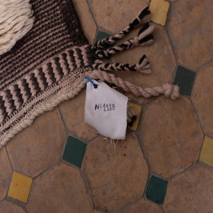 Handmade Mrirt Rug – 100% Wool Moroccan Berber Carpet – Checkerboard Black & Cream Wool Rug – Luxury Modern & Boho Home Decor