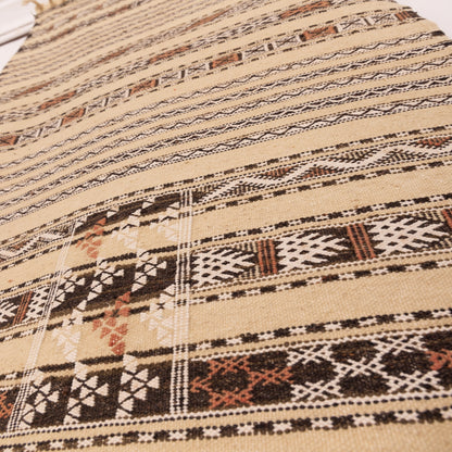 Handwoven Neutral Moroccan Runner Rug - 100% Wool