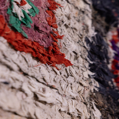 Vintage Moroccan Boucherouite Rug – Geometric Tribal Berber Carpet – Handwoven Shaggy Boho Rug