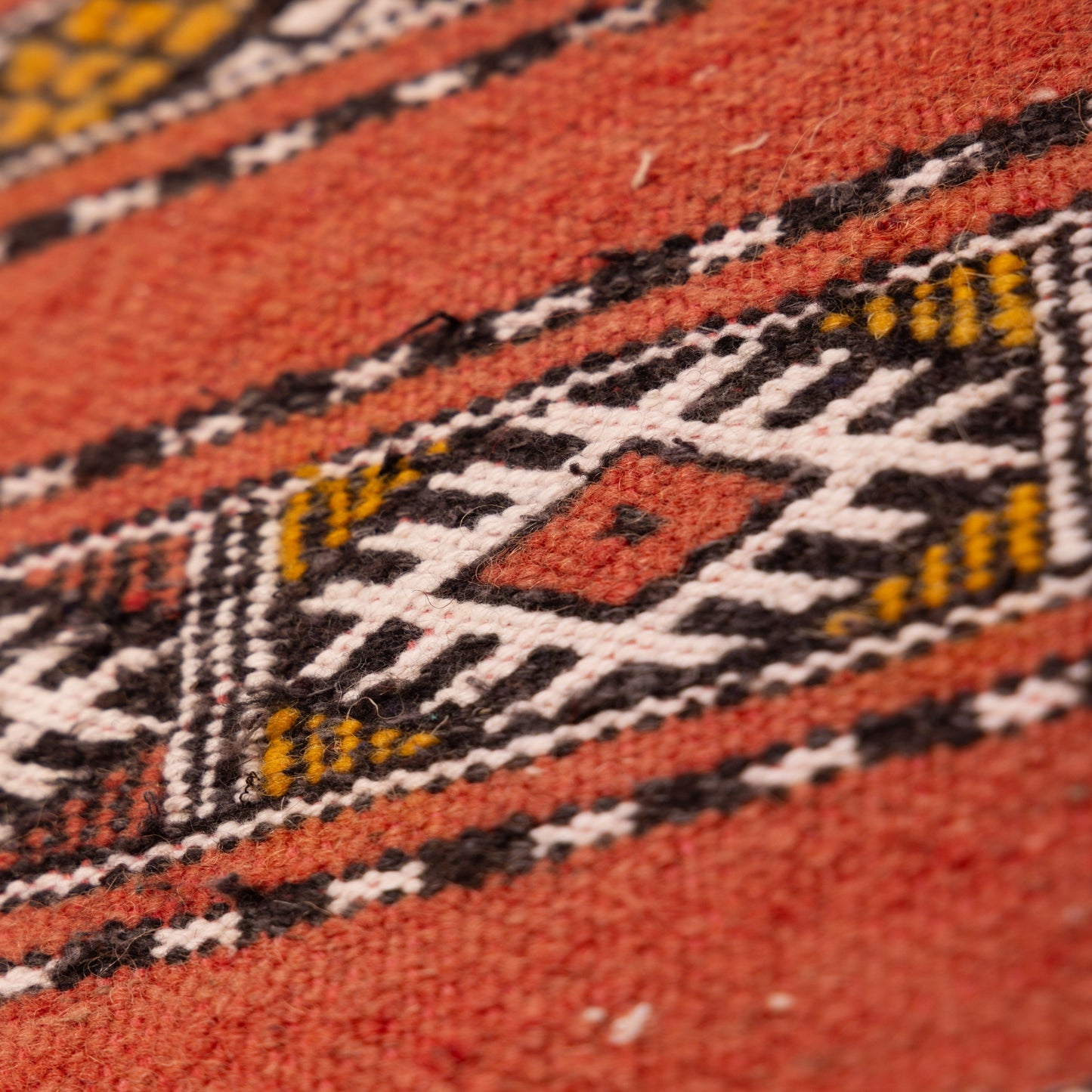 Handwoven Moroccan Corridor Rug - Red Tribal Wool Runner