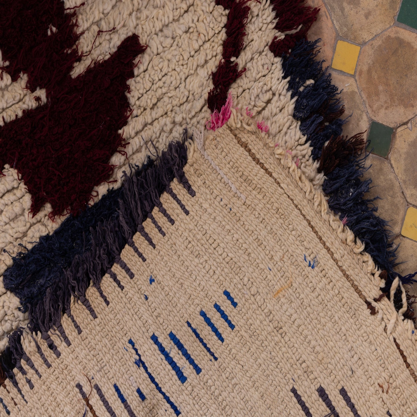 Totem Trail  – Vintage Azilal Rug with Tribal Symbol Spine