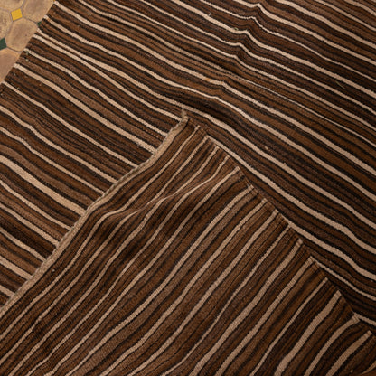 Vintage Moroccan Wool Blanket | Handwoven Berber Striped Throw | Nomadic Kilim Rug ; 7,55 ft / 4,10 ft