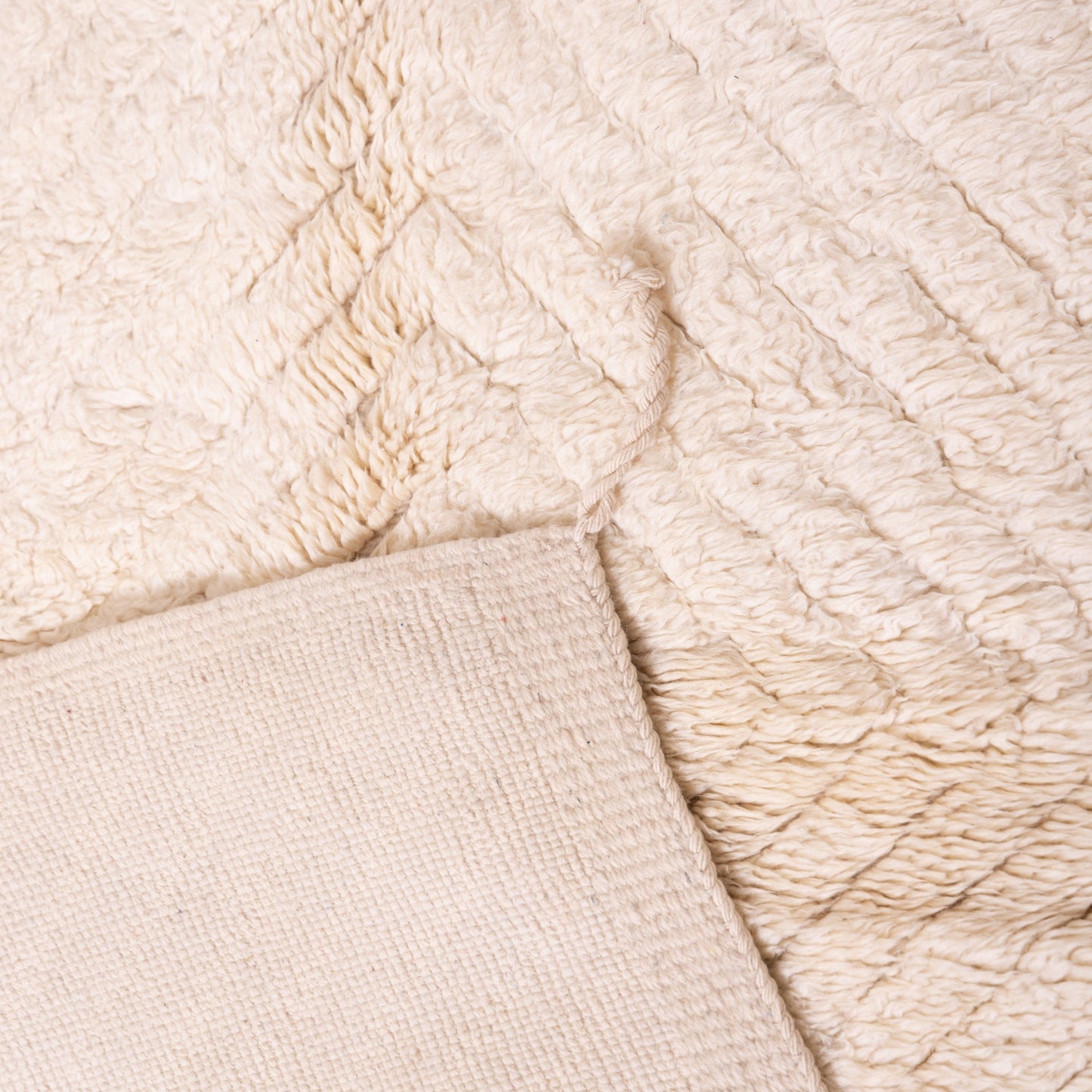 Handmade Mrirt Rug – 100% Wool Moroccan Berber Carpet – Cream Textured Geometric Wool Rug – Luxury Minimalist & Modern Home Decor