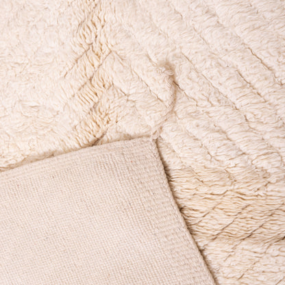 Handmade Mrirt Rug – 100% Wool Moroccan Berber Carpet – Cream Textured Geometric Wool Rug – Luxury Minimalist & Modern Home Decor