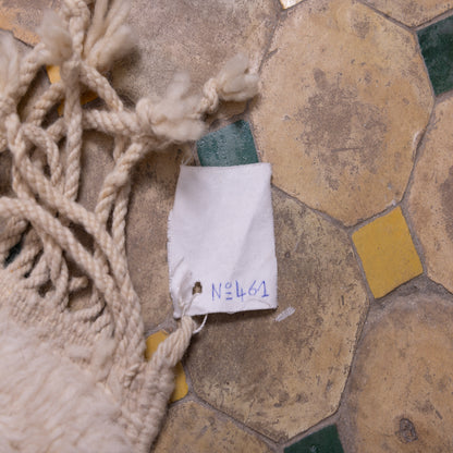 Handmade Mrirt Rug – 100% Wool Moroccan Berber Carpet – Cream & Blush Checkered Wool Rug – Luxury Minimalist & Modern Home Decor