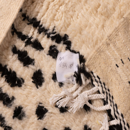 Black & White Azilal Rug - Handmade Moroccan Berber Carpet - Abstract Wool and Cotton Wall or Floor Decor