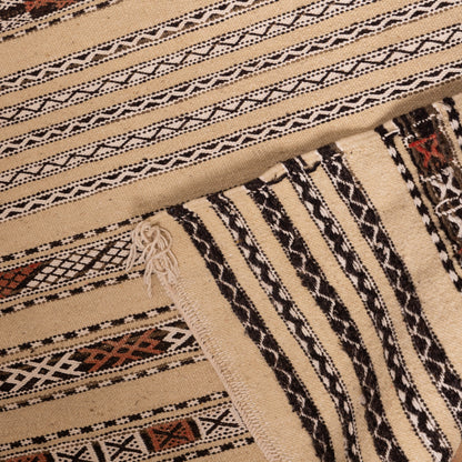 Handwoven Neutral Moroccan Runner Rug - 100% Wool