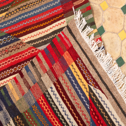 Moroccan Corridor Rug - Zigzag Berber Runner - Handwoven Artisan Wool