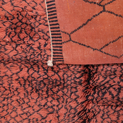 Handmade Mrirt Rug – 100% Wool Moroccan Berber Carpet – Rust & Terracotta Geometric Wool Rug – Luxury Bohemian & Modern Home Decor