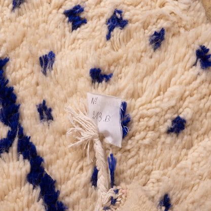 Contemporary Azilal Rug - Moroccan Blue Line Berber Carpet - 80% Wool 20% Cotton - Abstract Boho Decor