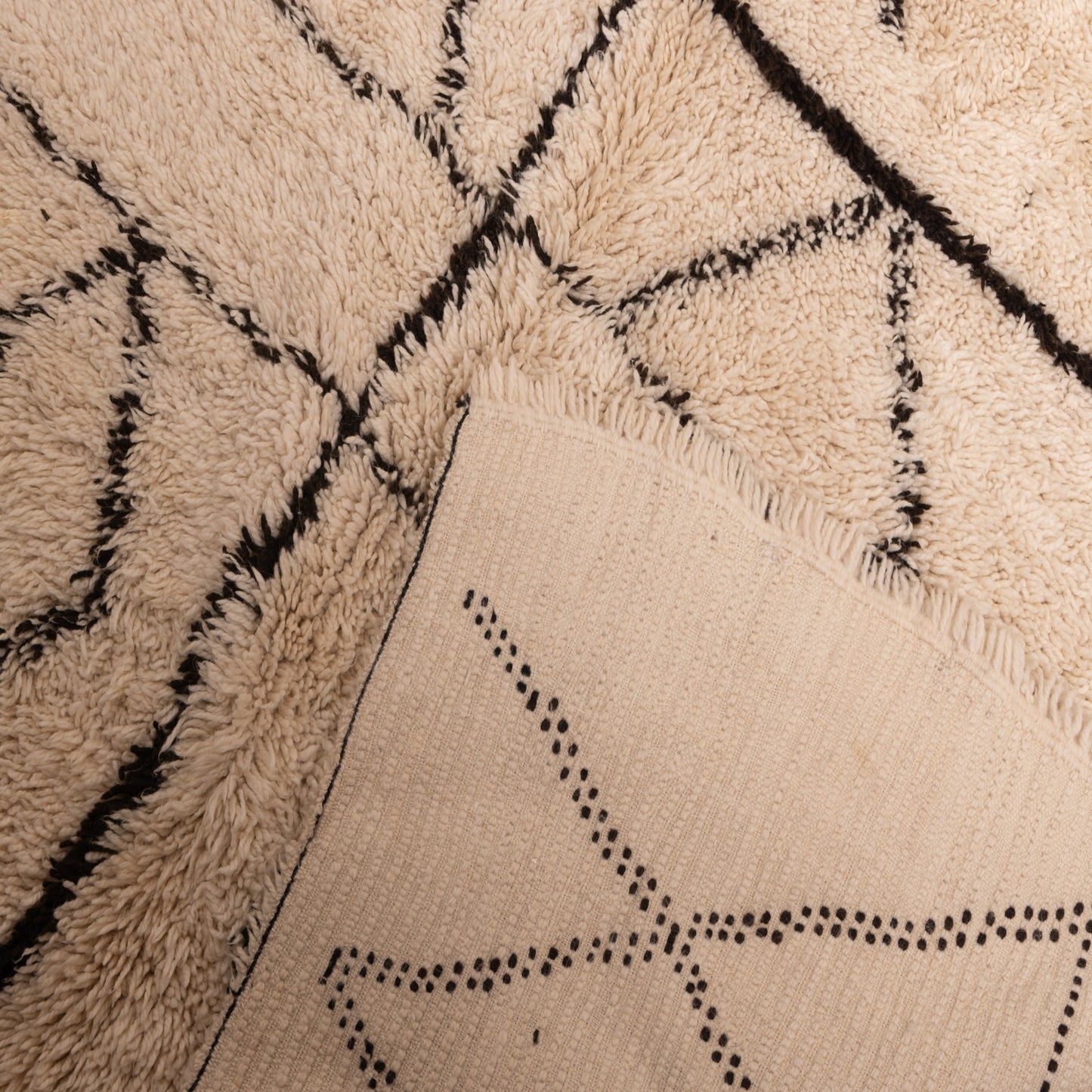 Modern Vintage Beni Ourain Rug | Abstract Moroccan Wool Carpet | Handmade Tribal Area Rug | Artistic Berber Symbols | 100% Wool | One of a Kind ;  9,51 ft / 6,56 ft