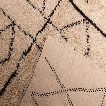 Modern Vintage Beni Ourain Rug | Abstract Moroccan Wool Carpet | Handmade Tribal Area Rug | Artistic Berber Symbols | 100% Wool | One of a Kind ;  9,51 ft / 6,56 ft