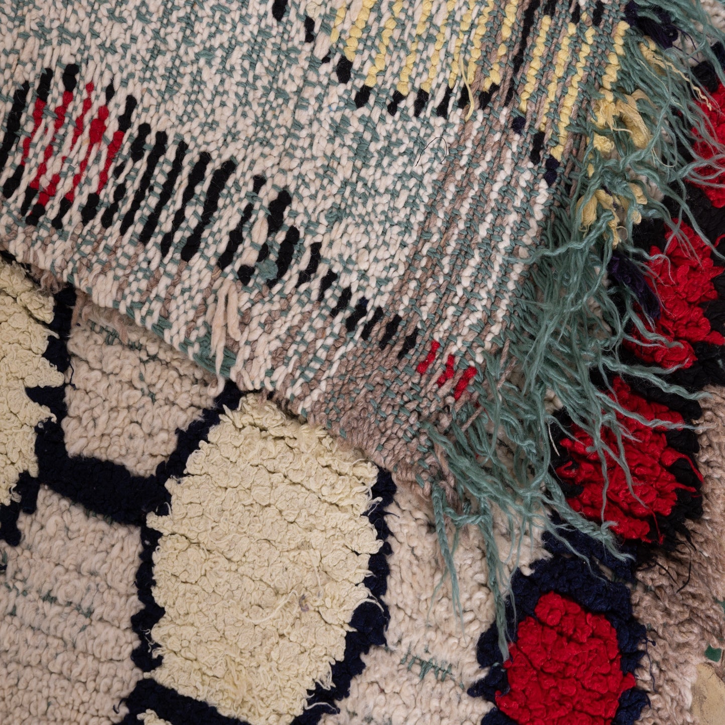 Vintage Azilal Moroccan Rug - Handwoven Wool Runner with Geometric Honeycomb Motif