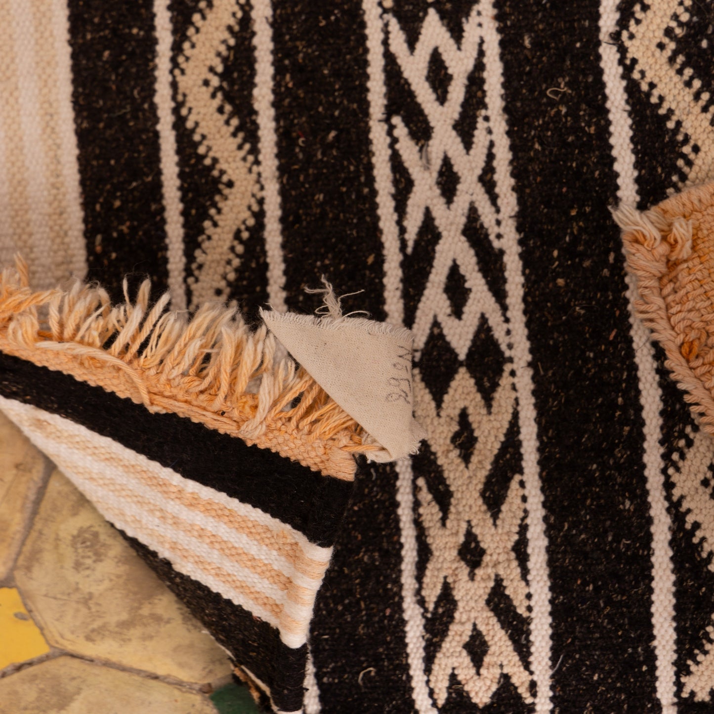 Black & Ivory Wool Corridor Runner - Modern Tribal Elegance