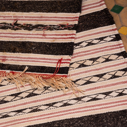 Handwoven Wool Corridor Runner Rug - Minimalist Berber Design