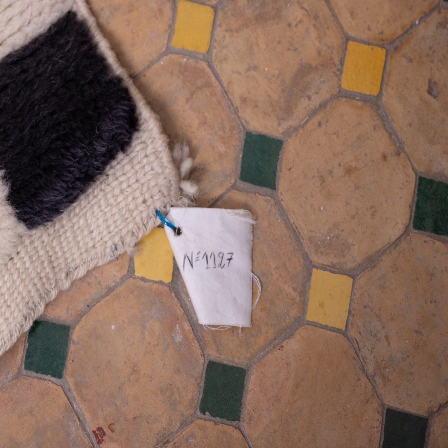 Handmade Moroccan Checkered Wool Rug – Black & White Berber Carpet – Modern Geometric Beni Ourain Rug