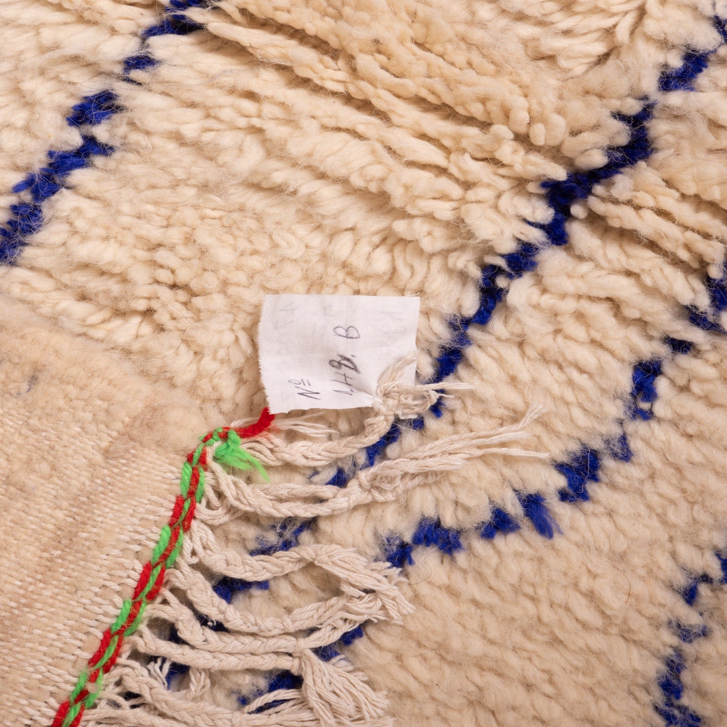 Handwoven Moroccan Wool Rug - Modern Abstract Line Pattern in Indigo on Cream - Berber Art Decor Carpet