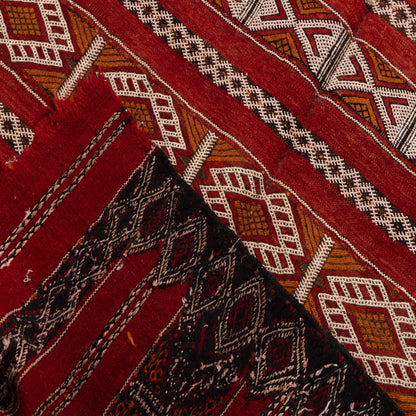 Vintage Moroccan Zemmour Rug | Handwoven Berber Kilim | Tribal Red Wool Carpet ; 11,98 ft / 5,91 ft