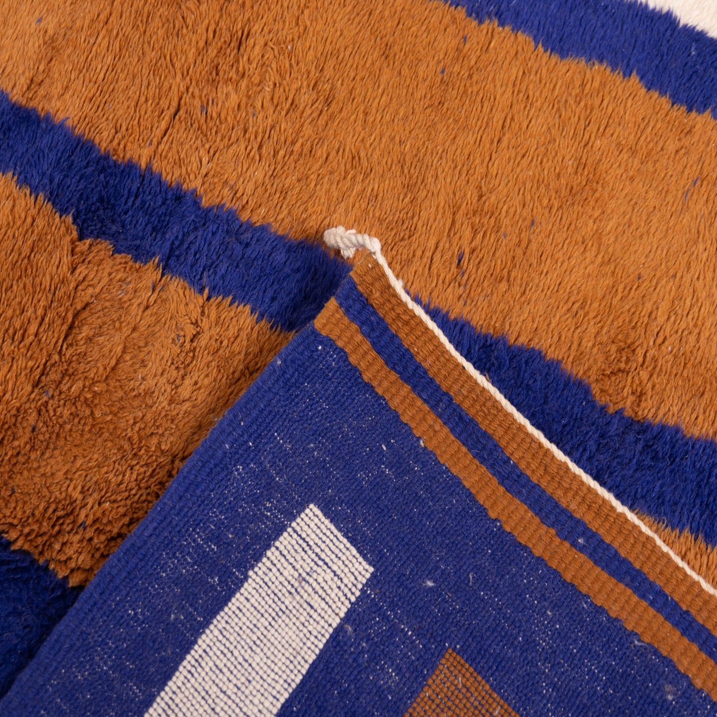 Authentic Handwoven Moroccan Mrirt Rug – Luxurious Brown & Blue Wool Berber Carpet