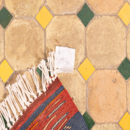 Moroccan Corridor Rug - Handwoven Berber Runner - Warm Earth-Tone Diamonds