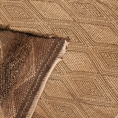 Natural Wool Corridor Runner - Handwoven Moroccan Rug in Beige & Brown