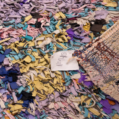 Vintage Moroccan Boucherouite Rug – Handmade Bohemian Berber Carpet with Abstract Design