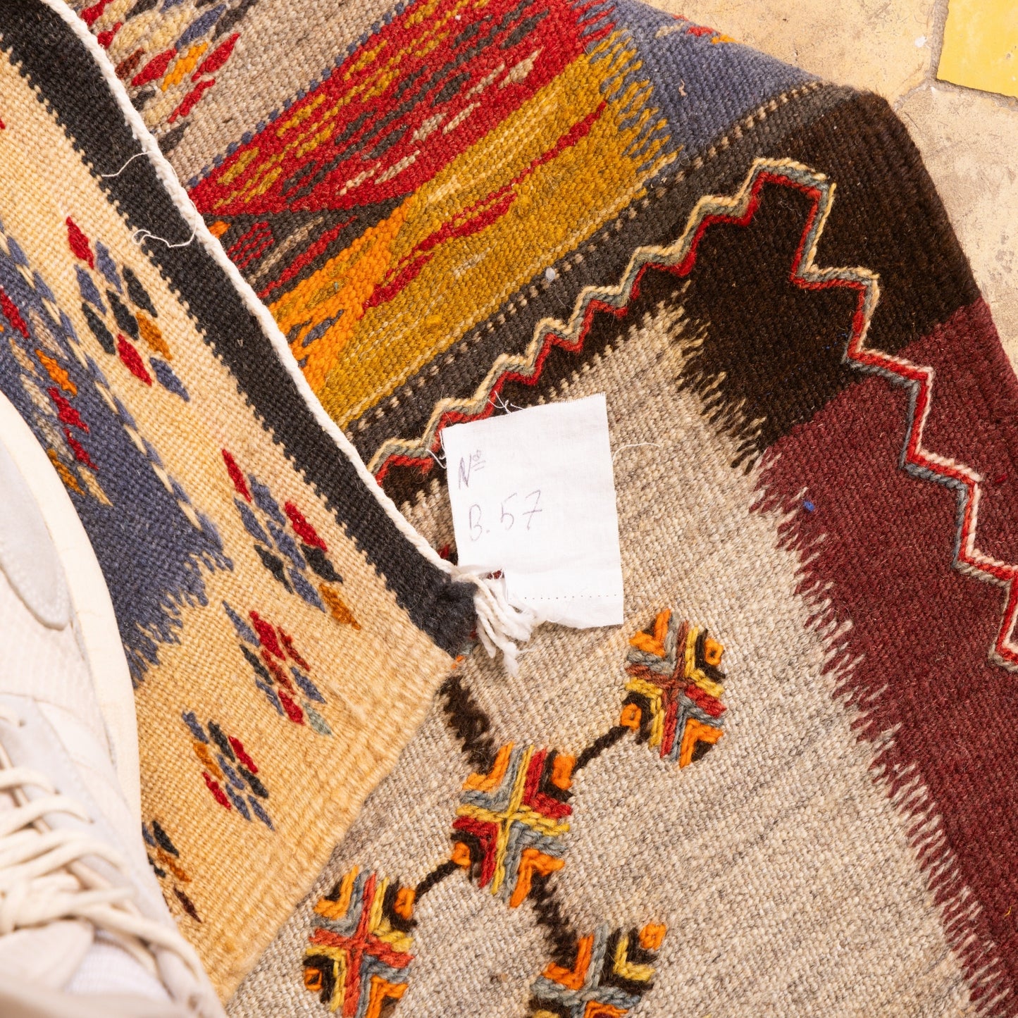 Moroccan Corridor Rug - Handwoven Runner - Tribal Cross Motif Patchwork
