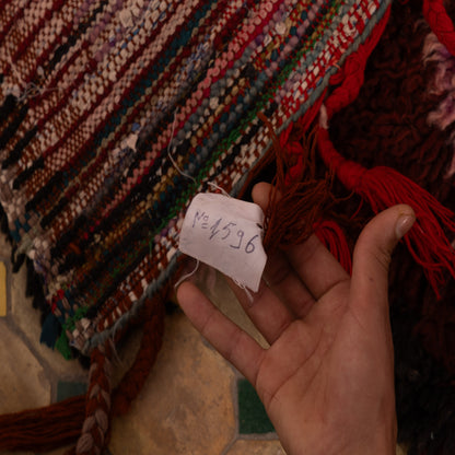 Handwoven Moroccan Corridor Rug - 80% Wool, 20% Cotton - Rich Red & Earthy Geometric Berber Design