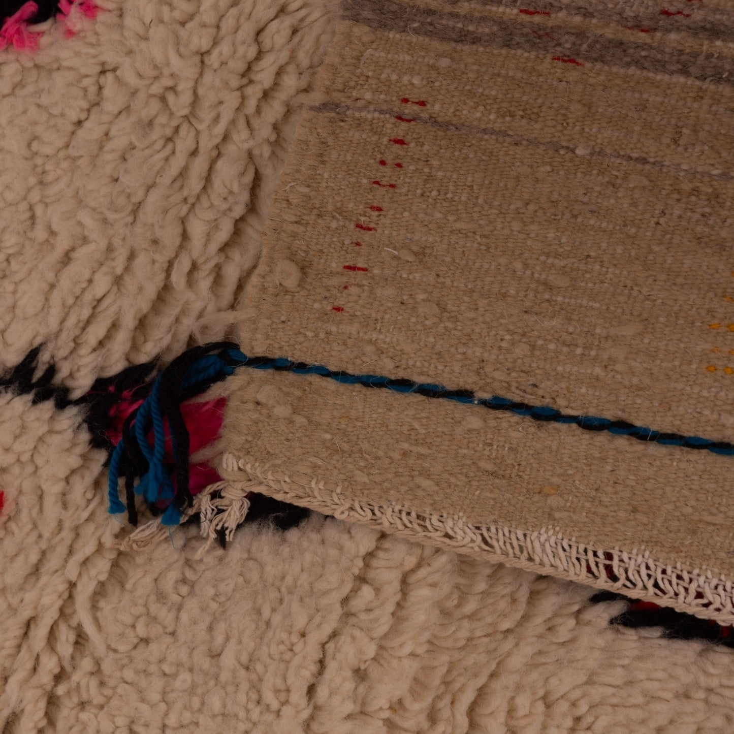 Mini Azilal Moroccan Rug - Bohemian Wall Hanging or Floor Mat - 80% Wool 20% Cotton - Abstract Handwoven Berber Textile