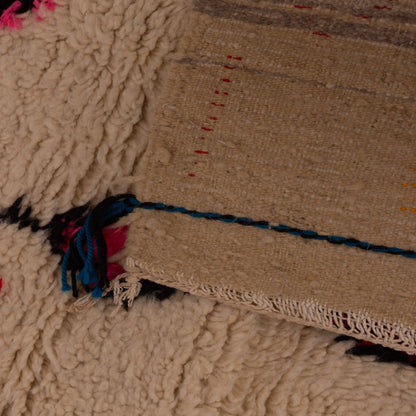 Mini Azilal Moroccan Rug - Bohemian Wall Hanging or Floor Mat - 80% Wool 20% Cotton - Abstract Handwoven Berber Textile
